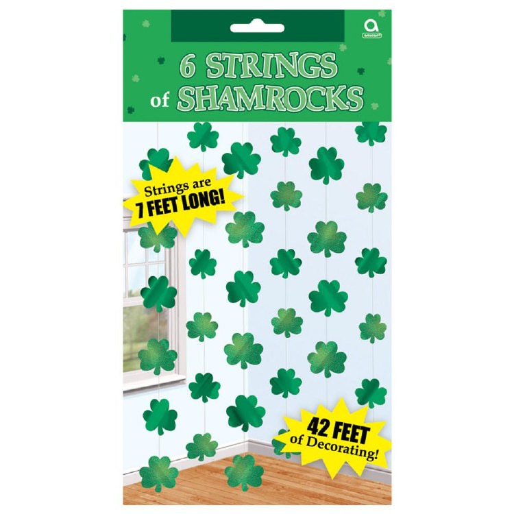 7ft. Shamrock String Decorations ~ 6 Pack