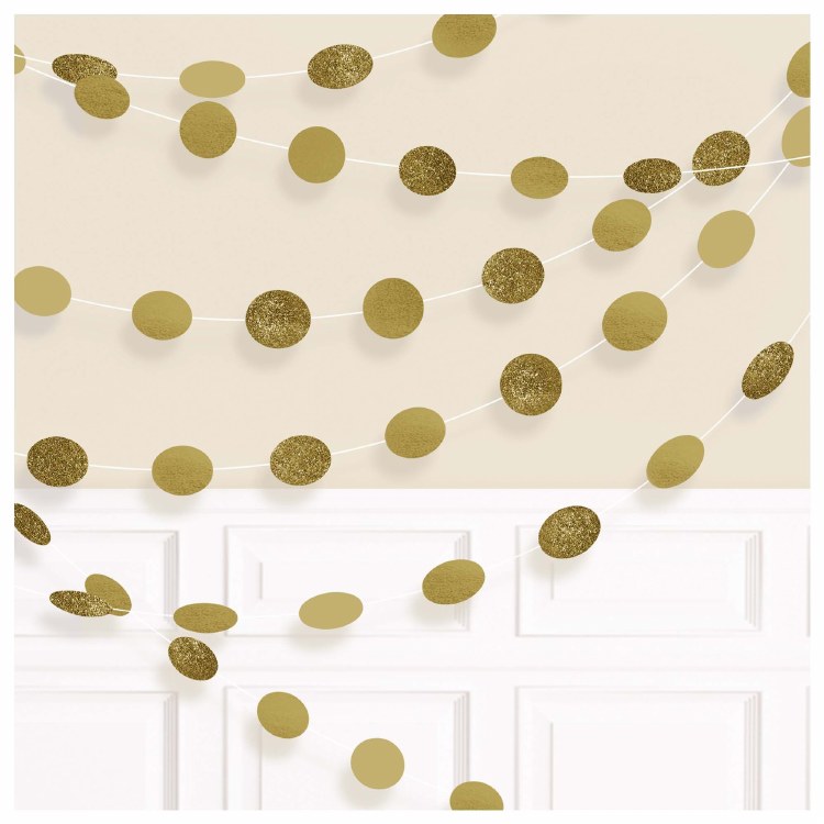 Round Gold String Decor 6pk