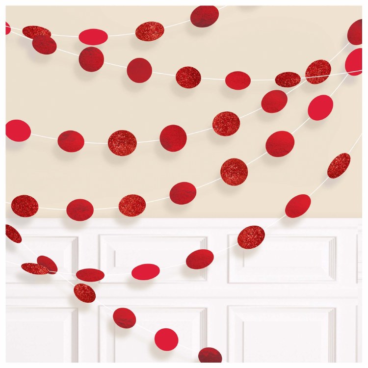Round String Decor Red 6Pk