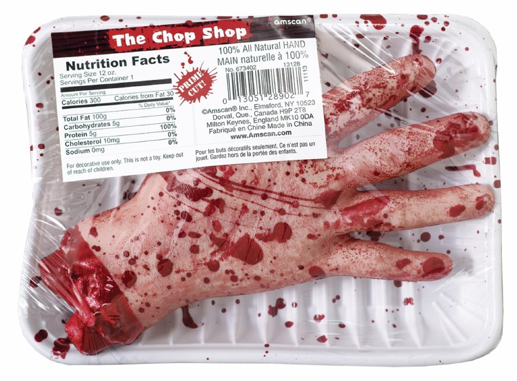 Meat Market Bloody Hand in Butcher Packaging