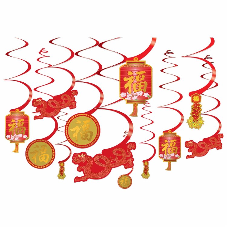 Lunar New Year Swirl Decor 12pk