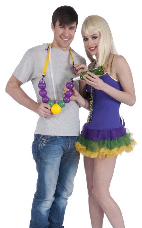 Beads Drinking Mardi Gras