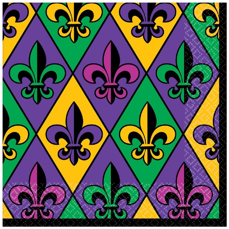 Fleur De Lis Beverage Napkins Mardis Gras