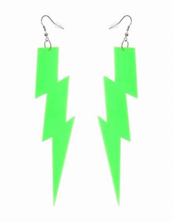 Earrings Lightning Bolts Green