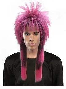 Pink/Black Rocker Mullet Wig