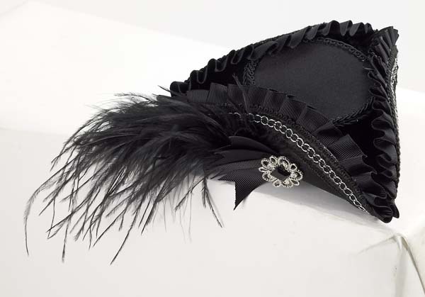 Pirate Hat Mini Blk Slv Trim