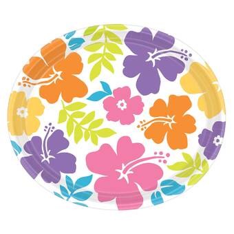 Hibiscus White Oval Plates 18ct