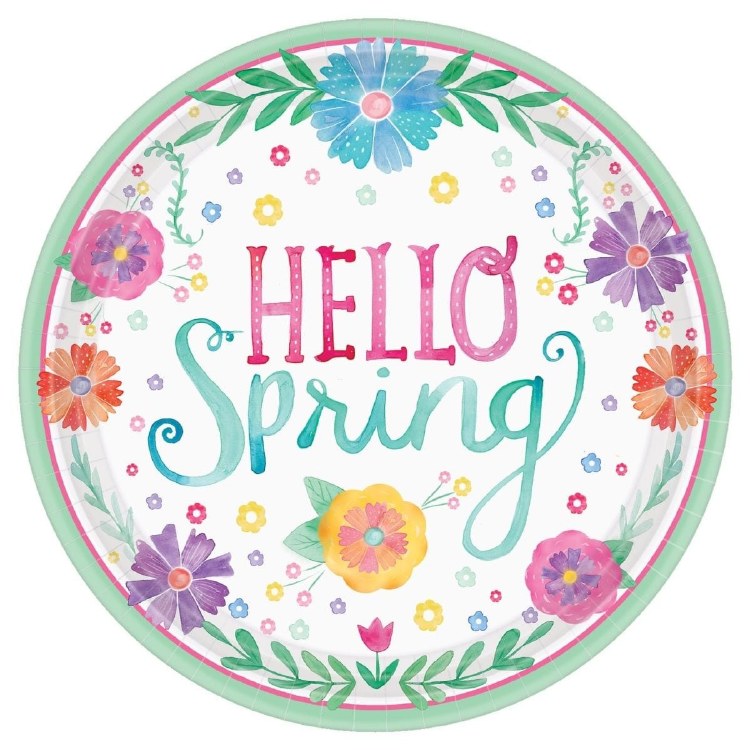 Watercolor Spring 10.5in. Paper Plates ~ 18 Count