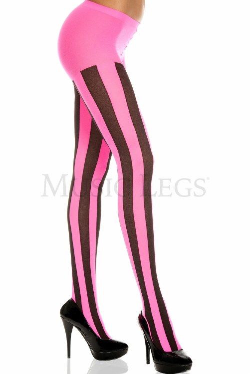 Pantyhose Blk &amp; HtPnk Stripes