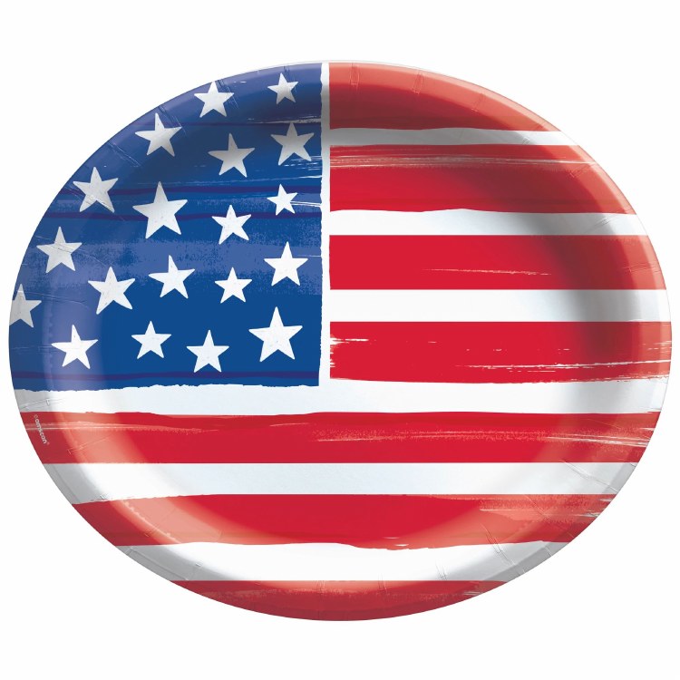 Painted Patriotic Oval Plates