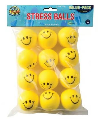 Squeeze Stress Balls Smily Face 12ct