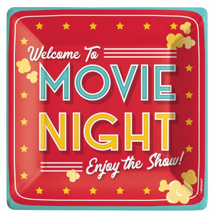 Movie Night Square Plates, 10"