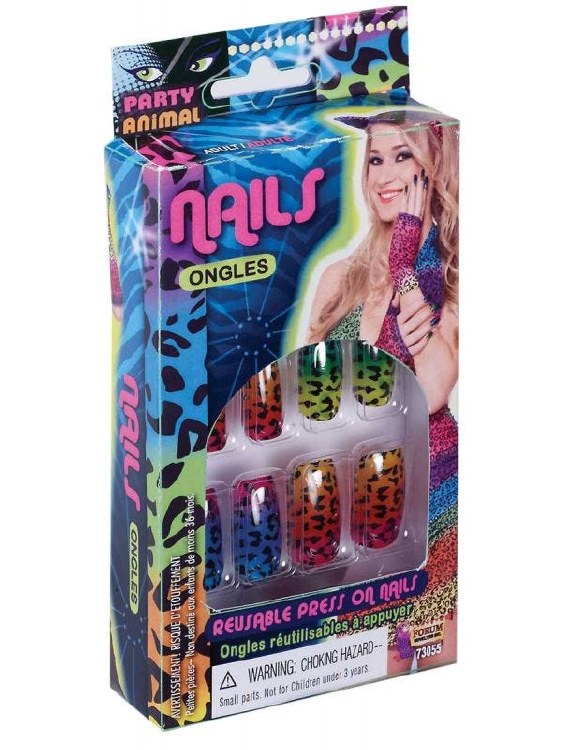 Nails Neon Animal Print Press On
