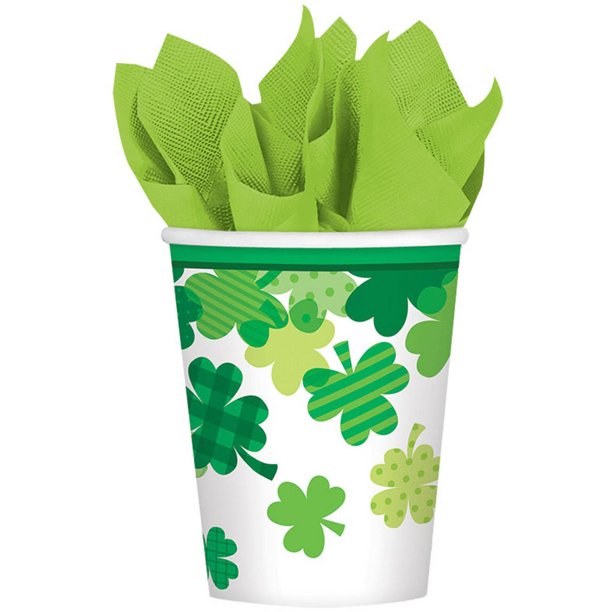 Blooming Shamrocks 9oz. Paper Cups ~ 18 Pack