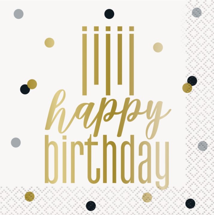 Metallic HBD Bev Napkin 16ct