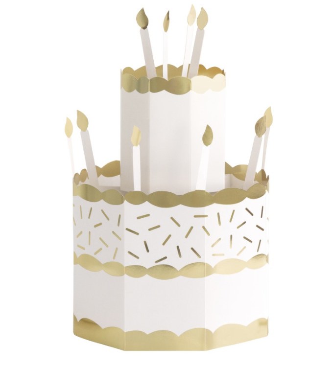 Centerpiece Cake Popup Gld/Wht