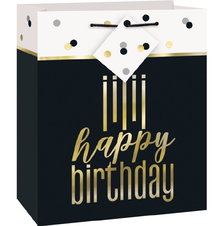 Gift Bag HB Met Gld/Sv/Bk Med