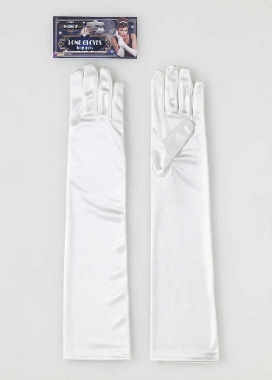 Gloves Long Satin Beige