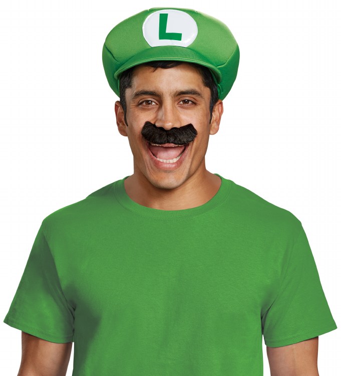 Luigi Hat w/ Moustache Adlt
