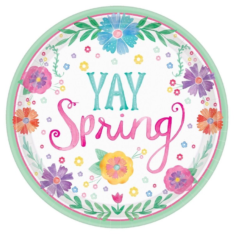 Watercolor Spring 7in. Paper Plates ~ 18 Count