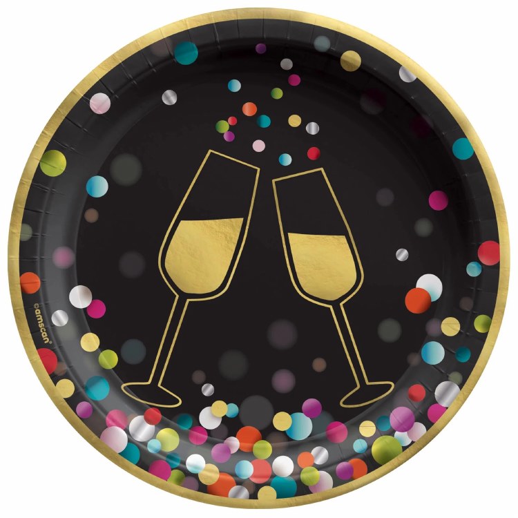 Confetti New Year 6.75" Round Plates