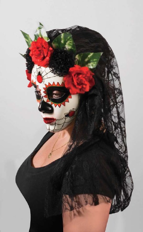 Mask Day of the Dead Veil Blk