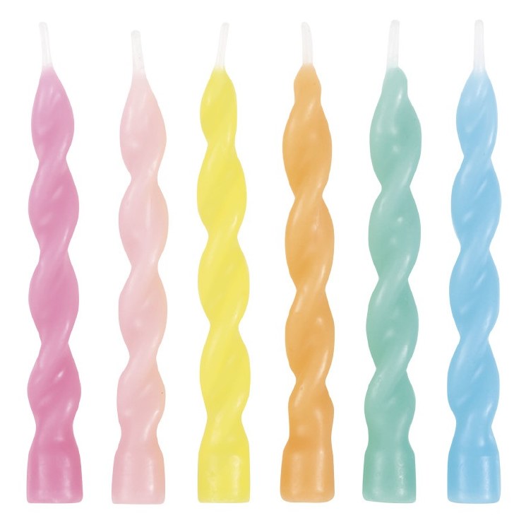 Candles Swirl Pastell Asst 6pk