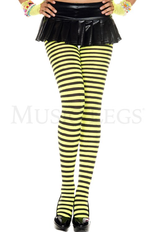 Tights Striped Neon Yellow