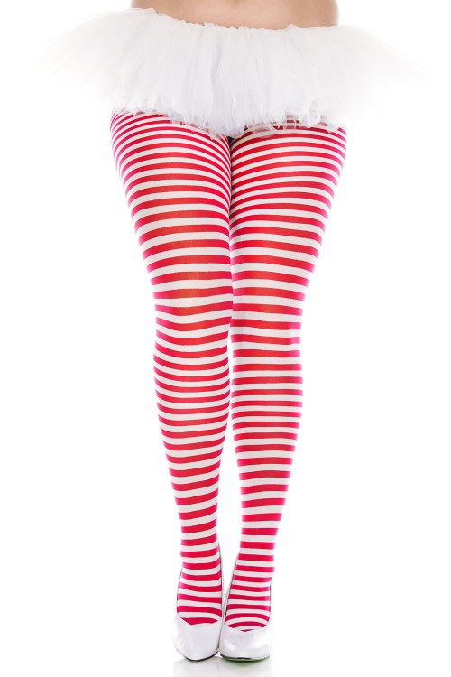 Tights Striped Wht/Red Queen Size