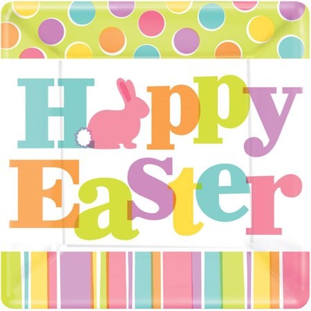 Easter Expressions 7in. Square Paper Plates ~ 18 Count