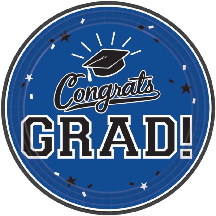 School Blue Grad 9in Plate 18ct