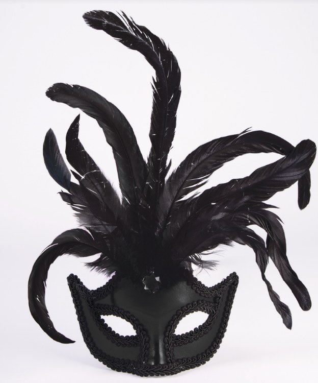 Mask Half w/ Feathers Black