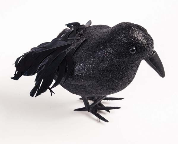 Black Glitter Crow 4in
