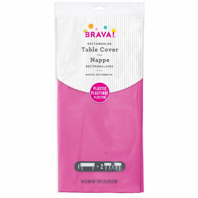 Bright Pink Plastic Rectangle Tablecover