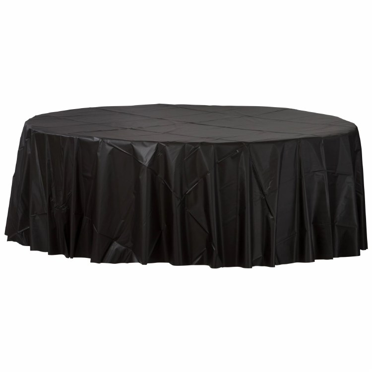 Jet Black Round Plastic Tablecover