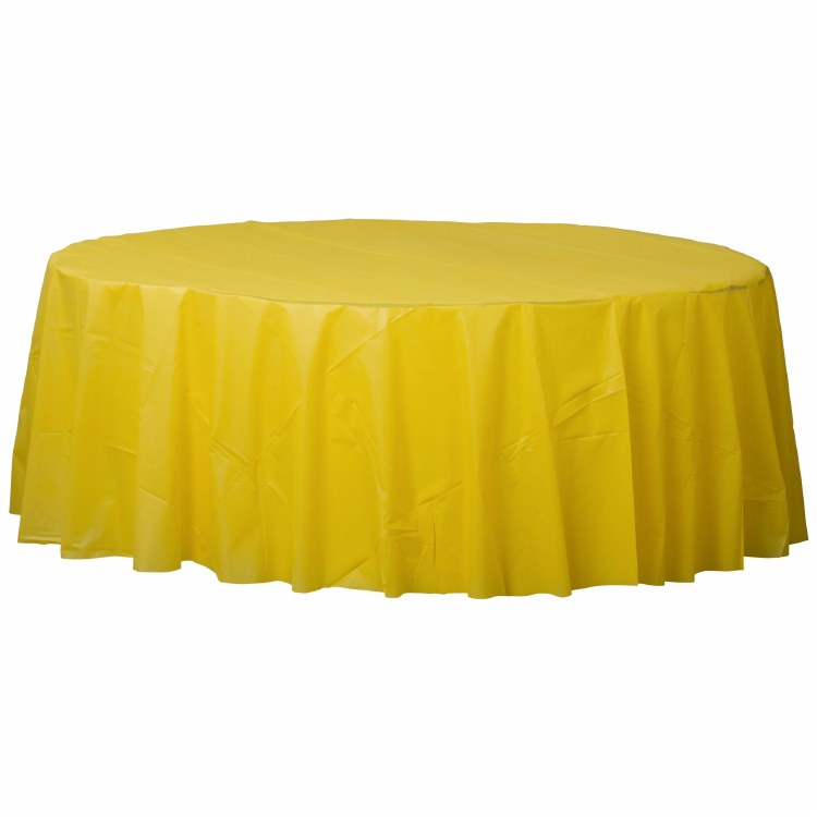 Yellow Sunshine Round PlasticTablecover