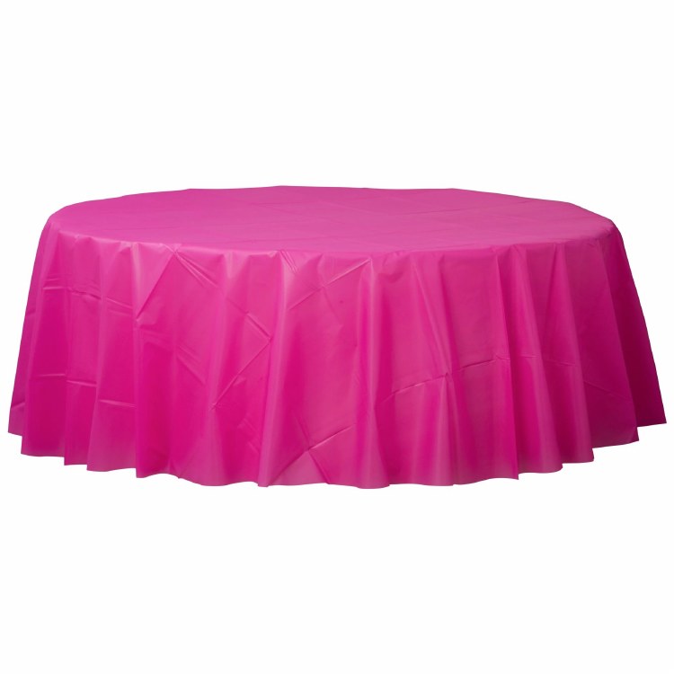 Bright Pinl Round Plastic Tablecover