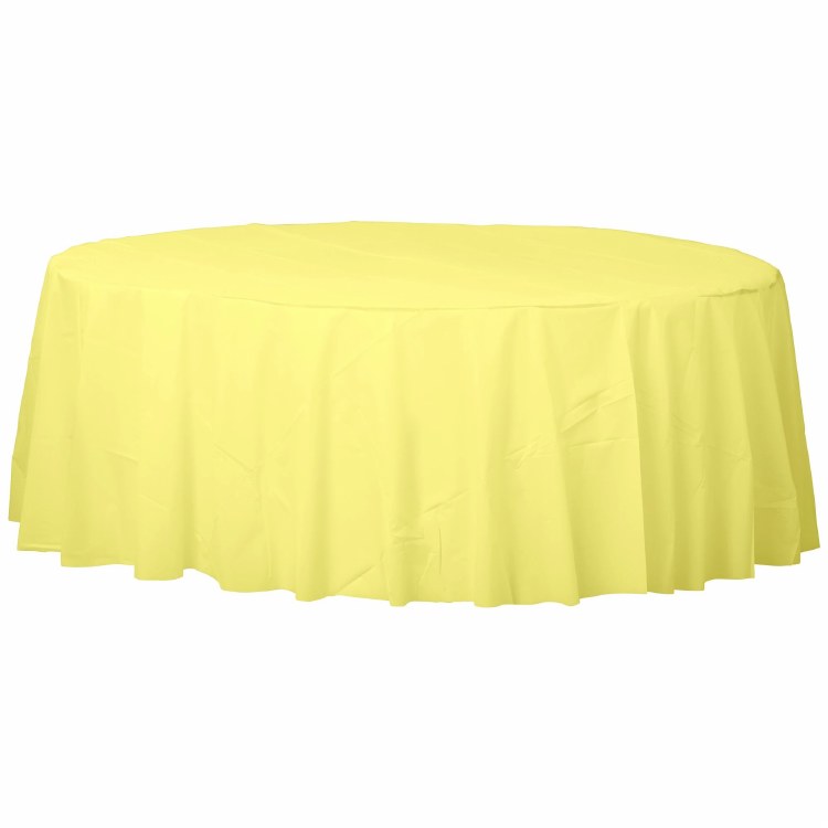 Light Yellow Round Plastic Tablecover