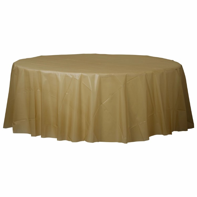 Gold Plastic Round Tablecover