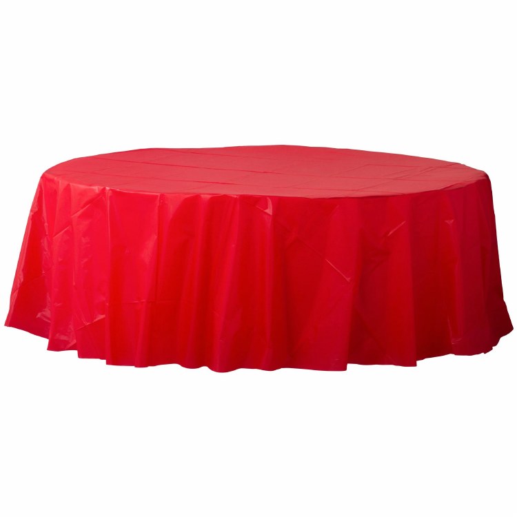 Apple Red Round Plastic Tablecover
