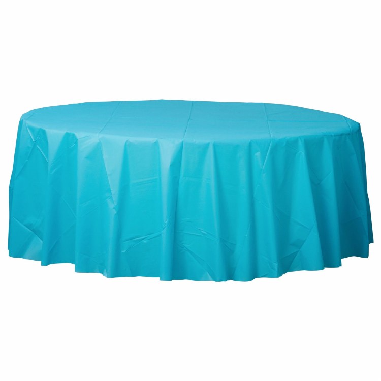 Caribbean Blue Round Plastic Tablecover