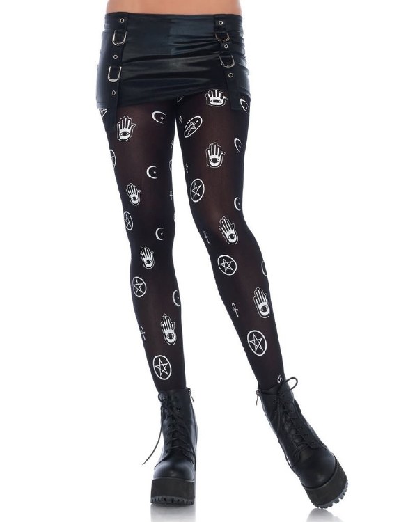 Tights Mystical Symbols Black