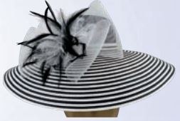 Hat Derby Blk/Wht w/ Tulle