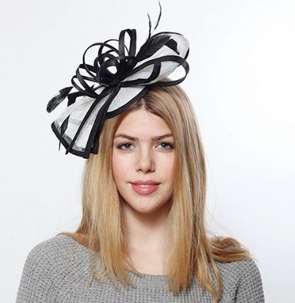 20's Sinamay Fascinator B/W