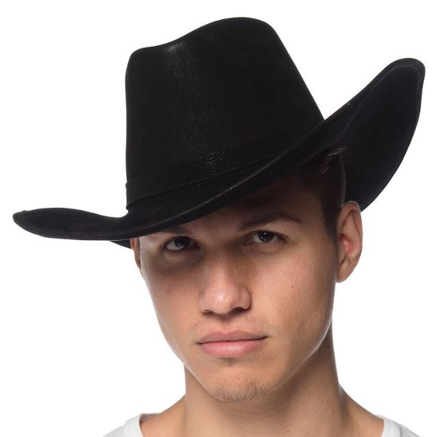 Leatherlike Coyboy Hat Black