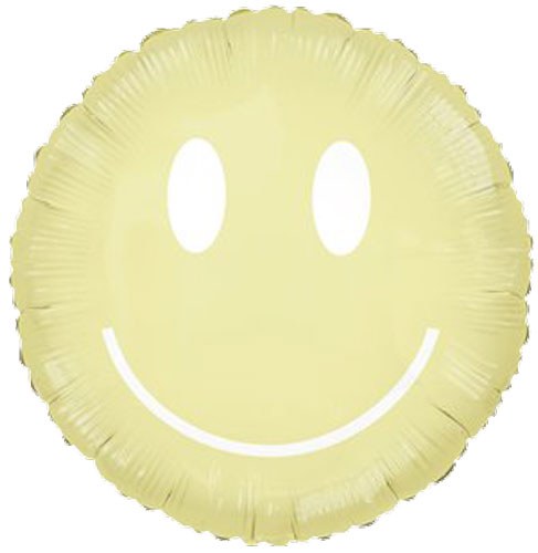 Smiley Face, Pastel Yellow • Jumbo 30" Mylar Helium Balloon
