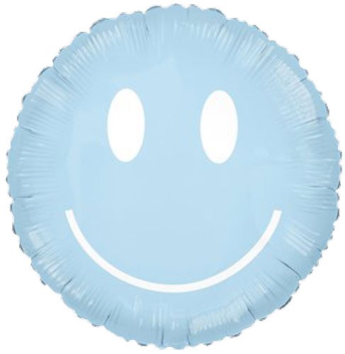 Smiley Face, Pastel Blue • Jumbo 30" Mylar Helium Balloon