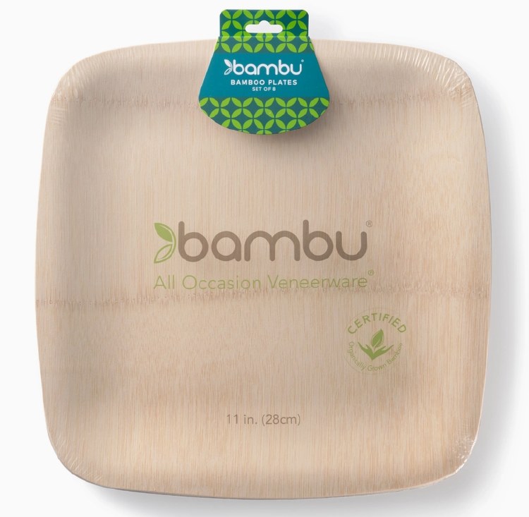Bamboo 11in Square Plates 8pk