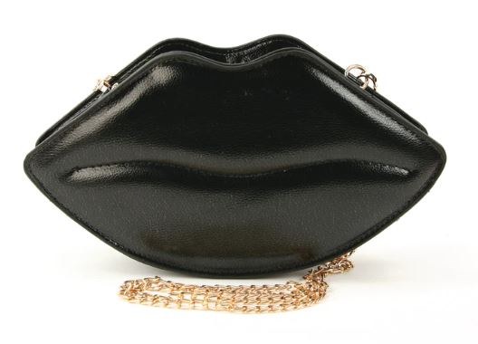 Crossbody Bag Lips Black Vinyl