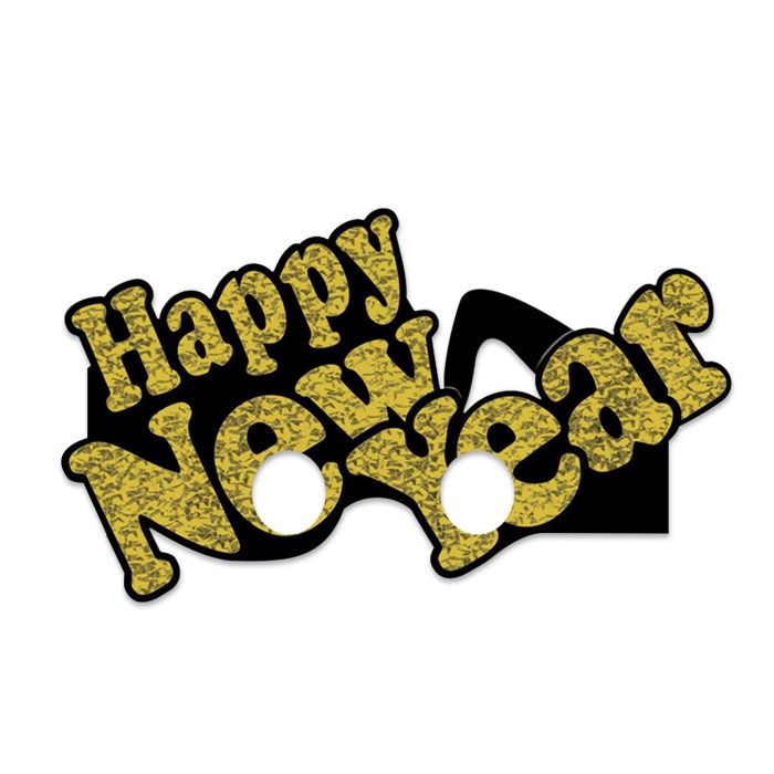 Happy New Year Black/Gold Glasses 6ct